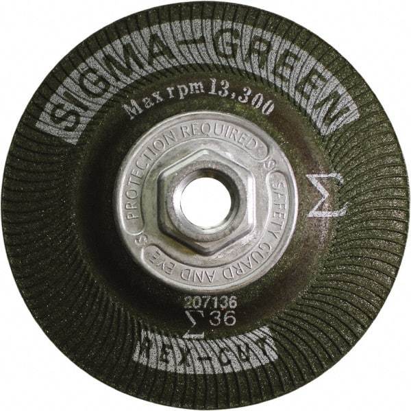 Rex Cut Product - 36 Grit, 4-1/2" Wheel Diam, Type 27 Depressed Center Wheel - Zirconia Alumina/Aluminum Oxide Blend - Apex Tool & Supply