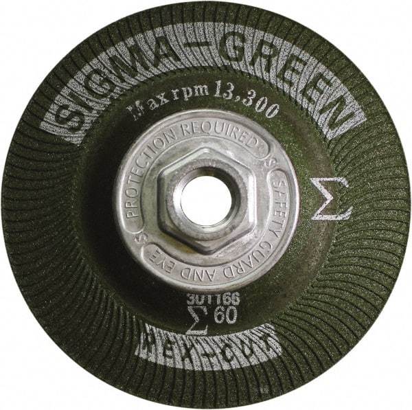 Rex Cut Product - 60 Grit, 4-1/2" Wheel Diam, Type 27 Depressed Center Wheel - Zirconia Alumina/Aluminum Oxide Blend - Apex Tool & Supply