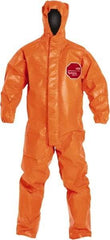 Dupont - Size XL Film Laminate Chemical Resistant Flame Resistant/Retardant Coveralls - Orange, Zipper Closure, Elastic Cuffs, Elastic Ankles - Apex Tool & Supply