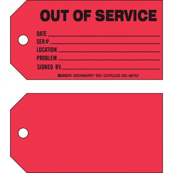 Brady - Safety & Facility Tags Message Type: Safety Tag Header: OUT OF SERVICE - Apex Tool & Supply