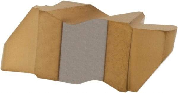 Hertel - 3031IR Grade HC335, 1.57mm Cutting Width Carbide Grooving Insert - 3.18mm Max Depth of Cut, Right Hand, 0.031" Corner Radius, TiN Finish - Apex Tool & Supply