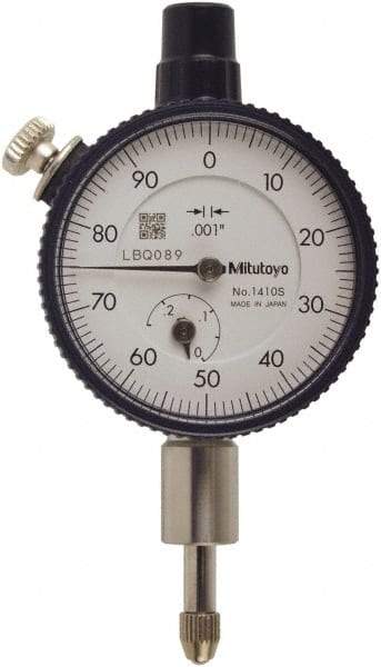 Mitutoyo - 0.025" Range, 0-100 Dial Reading, 0.001" Graduation Dial Drop Indicator - 40mm Dial, 0.1" Range per Revolution, 0.0001" Accuracy, Includes NIST Traceability Certification - Apex Tool & Supply