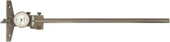 Mitutoyo - 0 to 12 Inch Range, Dial Depth Gage - 0.001 Inch Graduation, 12 Inch Travel, 410 mm Base Measuring Length - Apex Tool & Supply