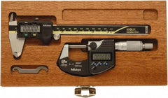 Mitutoyo - 4 Piece, Caliberated Machinist Caliper and Micrometer Tool Kit - 0 to 6 Inch Caliper, 0.0005 Inch Caliper Resoluion, 0 to 1 Inch Micrometer, 0.0001 Inch Graduation, 0.0005 Inch Resoluion - Apex Tool & Supply