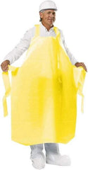 PolyConversions - 35" Wide x 55" Long x 8 mil Thick Chemical Resistant Bib Apron - Polyolefin, Yellow, Waterproof, Resists Chemicals, Fats, Oils, Dry Particles, Liquid Splashes - Apex Tool & Supply
