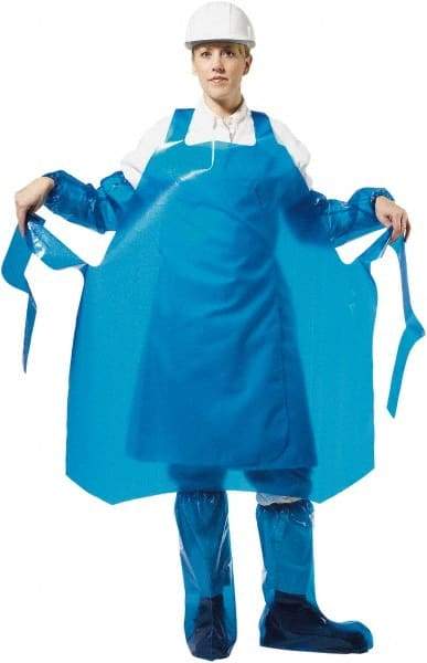 PolyConversions - 35" Wide x 55" Long x 6 mil Thick Chemical Resistant Bib Apron - Polyolefin, Blue, Waterproof, Resists Chemicals, Fats, Oils, Dry Particles, Liquid Splashes - Apex Tool & Supply
