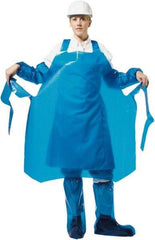 PolyConversions - 35" Wide x 55" Long x 4 mil Thick Chemical Resistant Bib Apron - Polyolefin, Blue, Waterproof, Resists Chemicals, Fats, Oils, Dry Particles, Liquid Splashes - Apex Tool & Supply