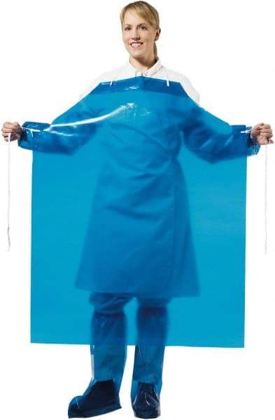 PolyConversions - 35" Wide x 45" Long x 6 mil Thick Chemical Resistant Bib Apron - Polyolefin, Blue, Waterproof, Resists Chemicals, Fats, Oils, Dry Particles, Liquid Splashes - Apex Tool & Supply