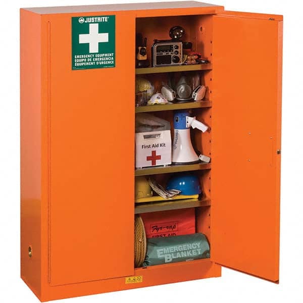 Justrite - Empty First Aid Cabinets & Cases Type: Emergency Preparedness Storage Cabinet Height (Inch): 65 - Apex Tool & Supply