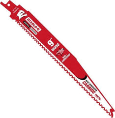 Freud - 9" Long x 0.87" Thick, Bi-Metal Reciprocating Saw Blade - Straight Profile, 6 TPI, Toothed Edge, Universal Shank - Apex Tool & Supply