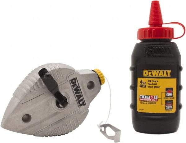 DeWALT - 100' Long Reel & Chalk Set - Red, Includes 4 oz Red Chalk - Apex Tool & Supply