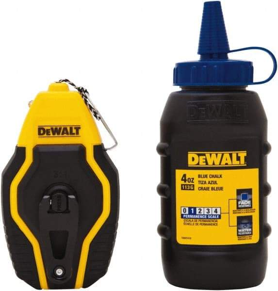DeWALT - 30' Long Reel & Chalk Set - Blue, Includes 4 oz Blue Chalk - Apex Tool & Supply