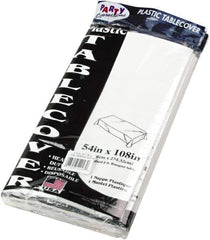 Tablemate Products - Table Set Rectangular Table Cover, Heavyweight Plastic, 54 x 108, White, 6/Pack - Apex Tool & Supply