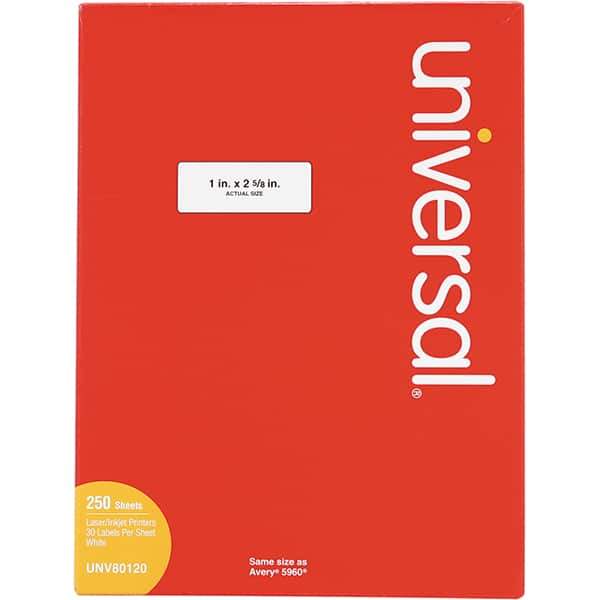 UNIVERSAL - 2-5/8" Long, White Paper Laser Label - For Inkjet Printers, Laser Printers - Apex Tool & Supply