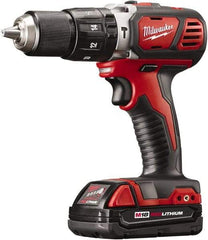 Milwaukee Tool - 18 Volt 1/2" Keyless Chuck Cordless Hammer Drill - 0 to 28,800 BPM, 0 to 1,800 RPM, Reversible - Apex Tool & Supply