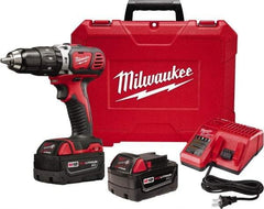 Milwaukee Tool - 18 Volt 1/2" Keyless Chuck Cordless Hammer Drill - 0 to 28,800 BPM, 0 to 1,800 RPM, Reversible - Apex Tool & Supply