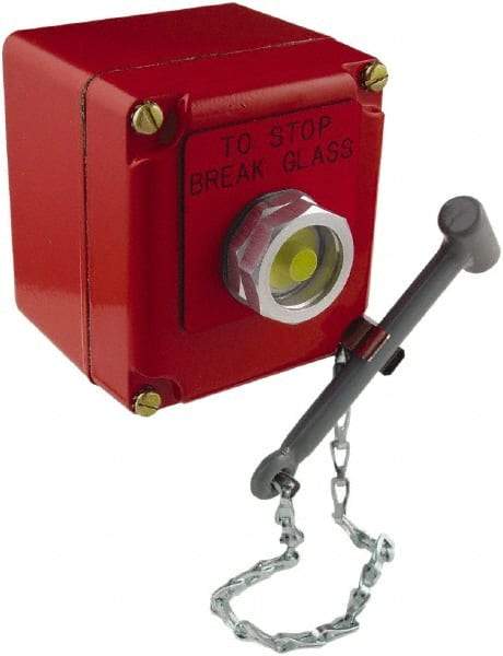 Schneider Electric - 1 Operator, Projecting Pushbutton Control Station - To Stop Break Glass (Legend), NO/NC Contact, NEMA 13, 3, 4 - Apex Tool & Supply