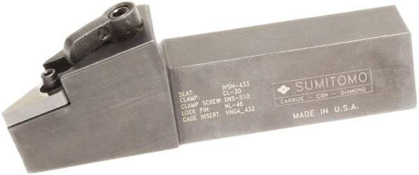 Sumitomo - MVJN, Right Hand Cut, -3° Lead Angle, 1" Shank Height x 1" Shank Width, Negative Rake Indexable Turning Toolholder - 6" OAL, VNMG 332 Insert Compatibility, Series Multi-Option - Apex Tool & Supply