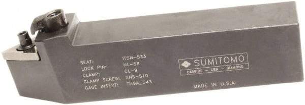 Sumitomo - MTEN, Neutral Cut, 30° Lead Angle, 5/8" Shank Height x 5/8" Shank Width, Negative Rake Indexable Turning Toolholder - 4-1/2" OAL, TNMG 32 Insert Compatibility, Series Multi-Option - Apex Tool & Supply