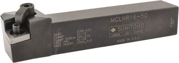 Sumitomo - MCLN, Right Hand Cut, -5° Lead Angle, 1" Shank Height x 1" Shank Width, Negative Rake Indexable Turning Toolholder - 6" OAL, CNMG 543 Insert Compatibility, Series Multi-Option - Apex Tool & Supply