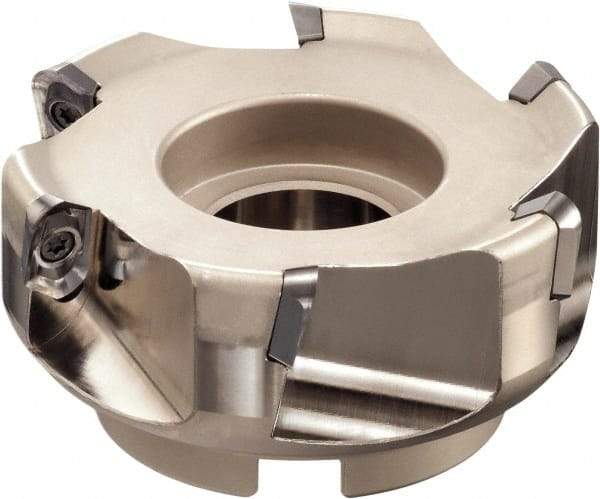 Sumitomo - 3 Inserts, 63mm Cut Diam, 22mm Arbor Diam, 22mm Max Depth of Cut, Indexable Square-Shoulder Face Mill - 50mm High, AECT 1604 Insert Compatibility, Through Coolant, Series WaveMill - Apex Tool & Supply