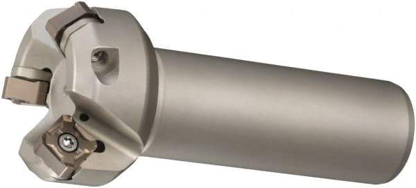 Sumitomo - 45° Lead Angle, 2.567" Max Cut Diam, 2" Min Cut Diam, Indexable Chamfer and Angle End Mill - 4 Inserts, ONMT, SNMT, XNET Insert Style, 3.97" Overall Length, Through Coolant, Straight Shank - Apex Tool & Supply