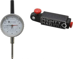 TESA Brown & Sharpe - 0.001" Graduation, 0-100 Dial Reading, Indicator & Base Kit - 4" Base Length x 1" Base Width x 1" Base Height, 2-1/4" Dial Diam - Apex Tool & Supply