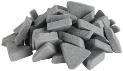 Burr King - 1-1/8" High x 3/8" Base Length Ceramic Carrier, Triangle Shaped, Tumbling Media - 20 Grit, Cut Type, Angle Edge - Apex Tool & Supply