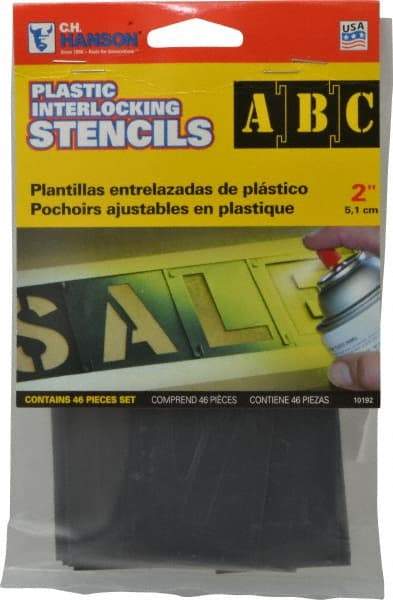 C.H. Hanson - 2 Inch Characters, PVC Plastic Stencil Set - 46 Pieces - Apex Tool & Supply