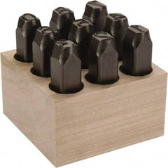 C.H. Hanson - 9 Piece, 1/2" Character Steel Stamp Set - Figures, Standard - Apex Tool & Supply