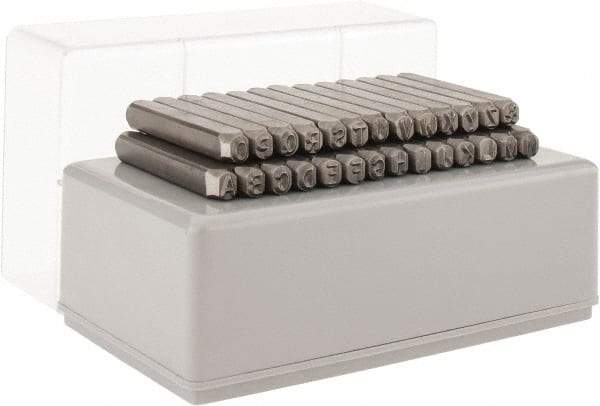 C.H. Hanson - 27 Piece, 1/2" Character Steel Stamp Set - Letters, Heavy Duty - Apex Tool & Supply