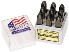 C.H. Hanson - 9 Piece, 3/16" Character Steel Stamp Set - Figures, Low Stress Round Face Full - Apex Tool & Supply