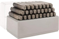 C.H. Hanson - 27 Piece, 1/4" Character Steel Stamp Set - Letters, Low Stress Round Face Dot - Apex Tool & Supply