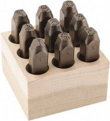 C.H. Hanson - 9 Piece, 3/8" Character Steel Stamp Set - Figures, Low Stress Round Face Dot - Apex Tool & Supply
