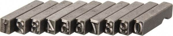 C.H. Hanson - 10 Piece, 3/16 Inch Character, Steel Type Set - 10 Character Capacity, 0-9 Content - Apex Tool & Supply