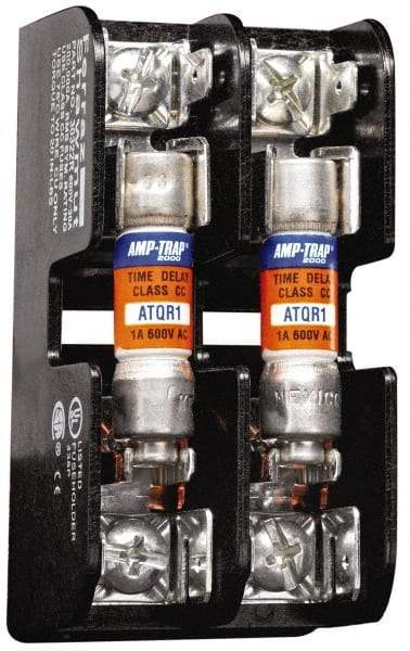Ferraz Shawmut - 2 Pole, 14 to 2 AWG, 600 VAC/VDC, 30 Amp, DIN Rail Mount, Screw Mount Fuse Block - 3.9 Inch Long x 2.45 Inch Wide x 2.2 Inch High Block - Apex Tool & Supply
