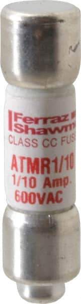 Ferraz Shawmut - 600 VAC/VDC, 0.1 Amp, Fast-Acting General Purpose Fuse - Clip Mount, 1-1/2" OAL, 100 at DC, 200 at AC kA Rating, 13/32" Diam - Apex Tool & Supply