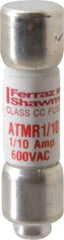 Ferraz Shawmut - 600 VAC/VDC, 0.1 Amp, Fast-Acting General Purpose Fuse - Clip Mount, 1-1/2" OAL, 100 at DC, 200 at AC kA Rating, 13/32" Diam - Apex Tool & Supply