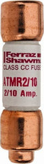 Ferraz Shawmut - 600 VAC/VDC, 0.2 Amp, Fast-Acting General Purpose Fuse - Clip Mount, 1-1/2" OAL, 100 at DC, 200 at AC kA Rating, 13/32" Diam - Apex Tool & Supply