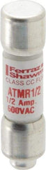 Ferraz Shawmut - 600 VAC/VDC, 0.5 Amp, Fast-Acting General Purpose Fuse - Clip Mount, 1-1/2" OAL, 100 at DC, 200 at AC kA Rating, 13/32" Diam - Apex Tool & Supply