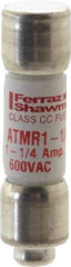 Ferraz Shawmut - 600 VAC/VDC, 1.25 Amp, Fast-Acting General Purpose Fuse - Clip Mount, 1-1/2" OAL, 100 at DC, 200 at AC kA Rating, 13/32" Diam - Apex Tool & Supply