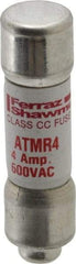 Ferraz Shawmut - 600 VAC/VDC, 4 Amp, Fast-Acting General Purpose Fuse - Clip Mount, 1-1/2" OAL, 100 at DC, 200 at AC kA Rating, 13/32" Diam - Apex Tool & Supply