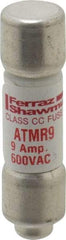 Ferraz Shawmut - 600 VAC/VDC, 9 Amp, Fast-Acting General Purpose Fuse - Clip Mount, 1-1/2" OAL, 100 at DC, 200 at AC kA Rating, 13/32" Diam - Apex Tool & Supply