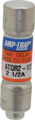 Ferraz Shawmut - 300 VDC, 600 VAC, 2.5 Amp, Time Delay General Purpose Fuse - Clip Mount, 1-1/2" OAL, 100 at DC, 200 at AC kA Rating, 13/32" Diam - Apex Tool & Supply