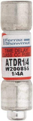 Ferraz Shawmut - 300 VDC, 600 VAC, 0.25 Amp, Time Delay General Purpose Fuse - Clip Mount, 1-1/2" OAL, 100 at DC, 200 at AC kA Rating, 13/32" Diam - Apex Tool & Supply