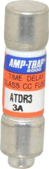 Ferraz Shawmut - 300 VDC, 600 VAC, 3 Amp, Time Delay General Purpose Fuse - Clip Mount, 1-1/2" OAL, 100 at DC, 200 at AC kA Rating, 13/32" Diam - Apex Tool & Supply