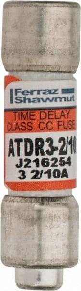Ferraz Shawmut - 300 VDC, 600 VAC, 3.2 Amp, Time Delay General Purpose Fuse - Clip Mount, 1-1/2" OAL, 100 at DC, 200 at AC kA Rating, 13/32" Diam - Apex Tool & Supply