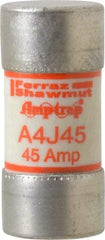 Ferraz Shawmut - 300 VDC, 600 VAC, 45 Amp, Fast-Acting General Purpose Fuse - Clip Mount, 2-3/8" OAL, 100 at DC, 200 at AC kA Rating, 1-1/16" Diam - Apex Tool & Supply