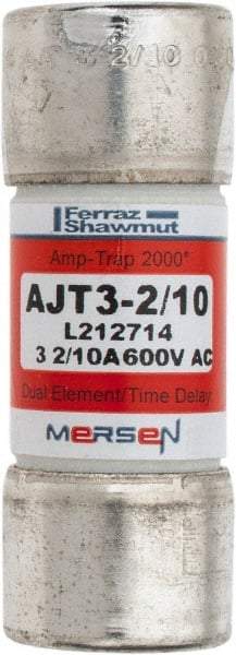 Ferraz Shawmut - 500 VDC, 600 VAC, 3.2 Amp, Time Delay General Purpose Fuse - Clip Mount, 2-1/4" OAL, 100 at DC, 200 at AC, 300 (Self-Certified) kA Rating, 13/16" Diam - Apex Tool & Supply