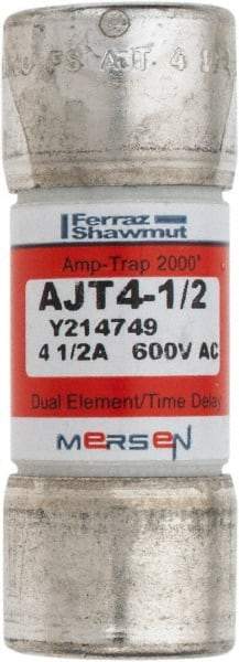 Ferraz Shawmut - 500 VDC, 600 VAC, 4.5 Amp, Time Delay General Purpose Fuse - Clip Mount, 2-1/4" OAL, 100 at DC, 200 at AC, 300 (Self-Certified) kA Rating, 13/16" Diam - Apex Tool & Supply